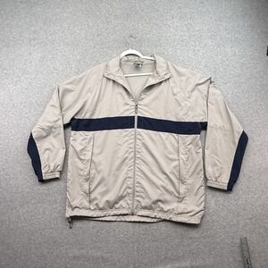Vintage Reebok Windbreaker Track Jacket Size L Cyber Blokecore Y2K Beige Blue
